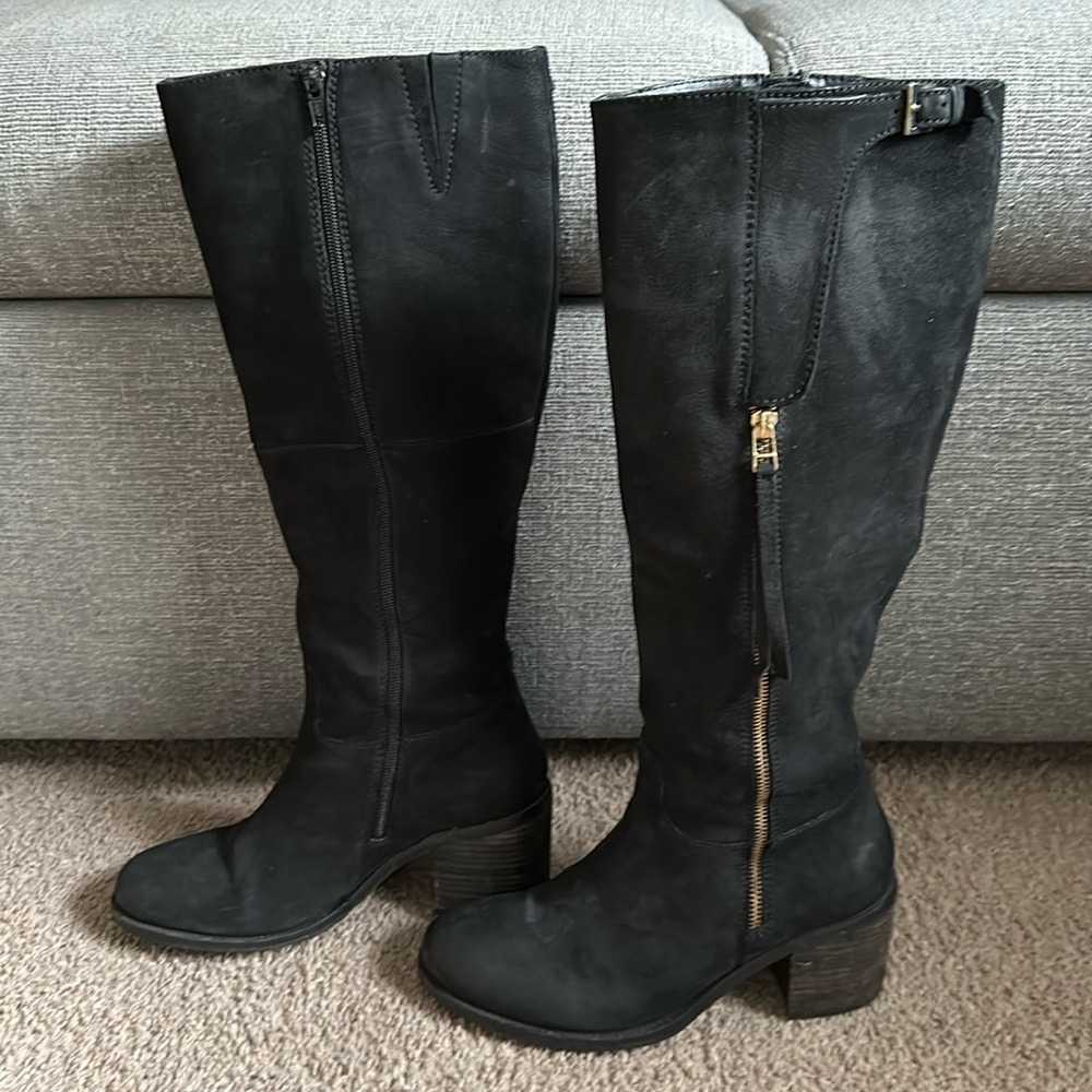 Black Suede Knee High Boots